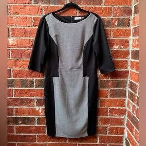 Calvin Klein Womens 10 Black Ponte Knit Sheath Career Classic Dress Business
